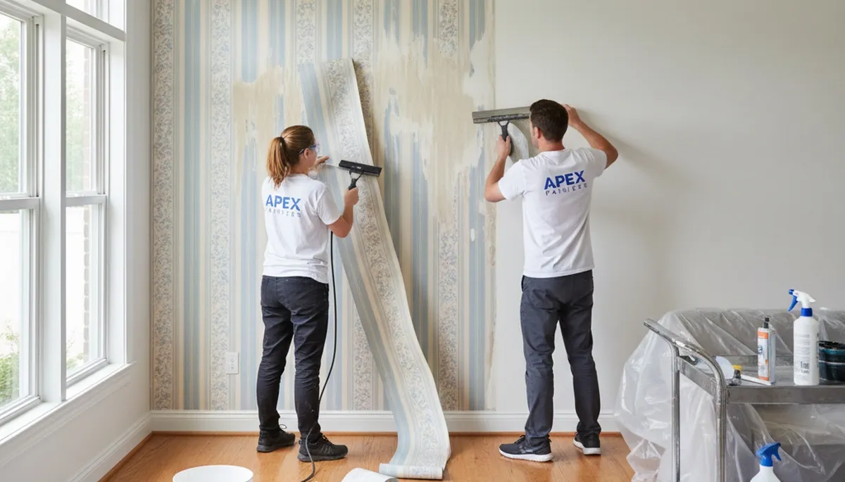 Professional wallpaper removal service in Tulsa OK preparing walls for fresh paint